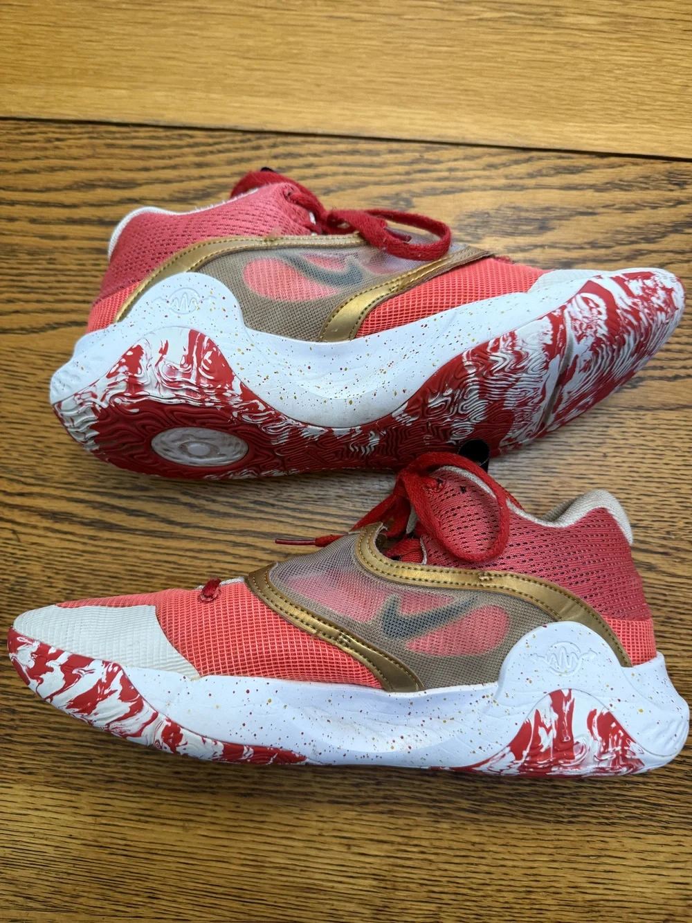 Nike KD 15 Shoes Mens Size 10.5 Red Gold Basketball Sneakers Kevin Durant